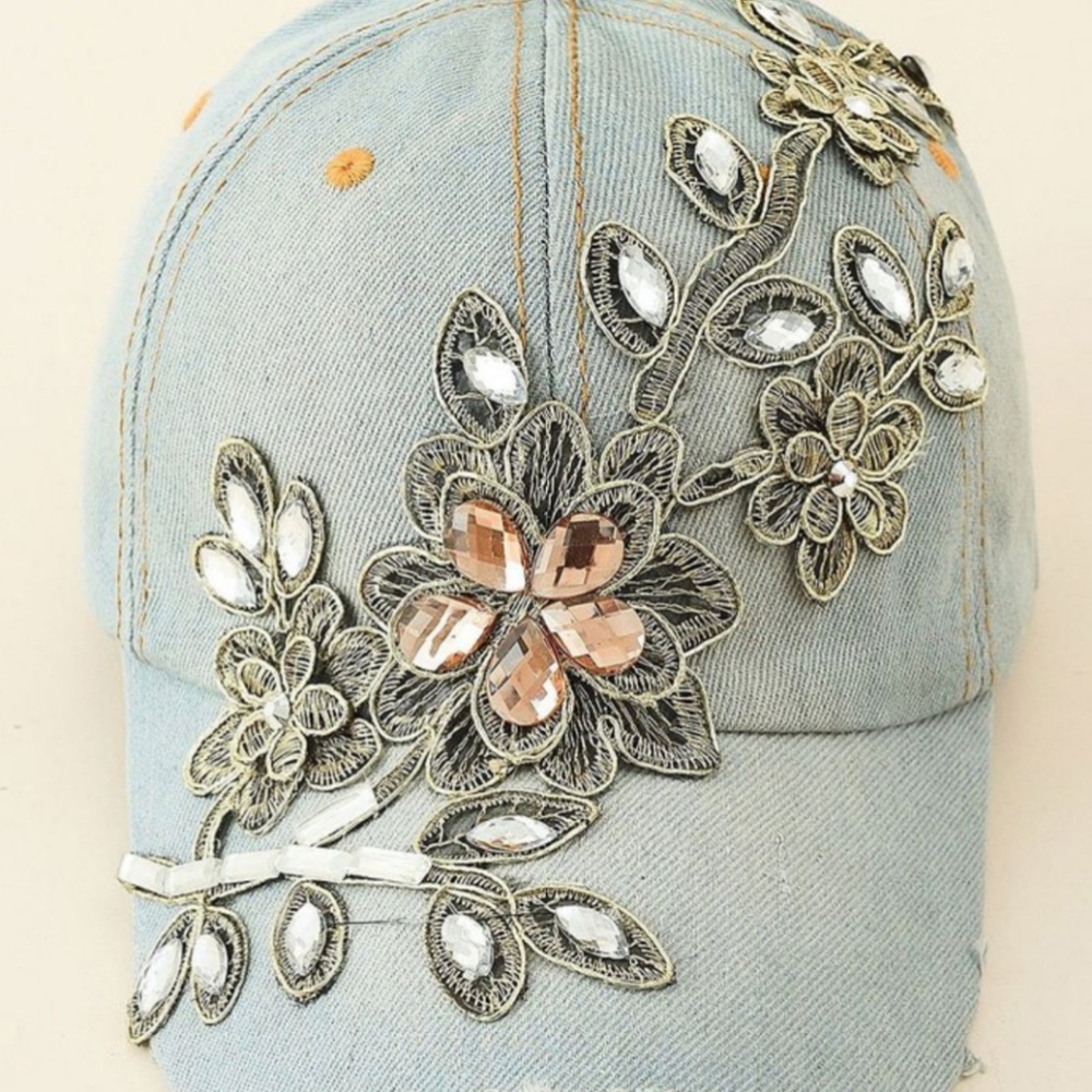 Rhinestone-Panel Adjustable Baseball Cap